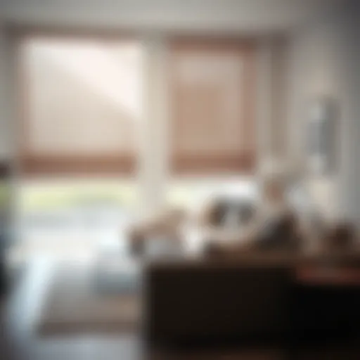 Elegant linen roll up shades in a modern living room