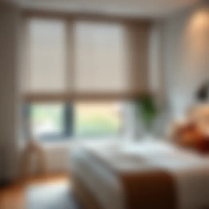 Seamless Integration in Bedroom Decor Installation guide for linen roll up shades in a stylish bedroom