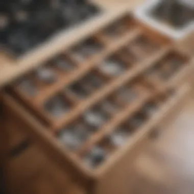 Close-up of a bamboo drawer organizer filled with cooking utensils.