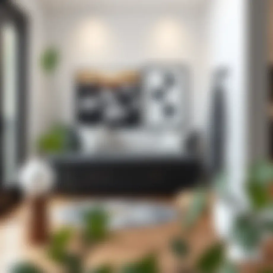 Stylish corner storage bench in a modern entryway