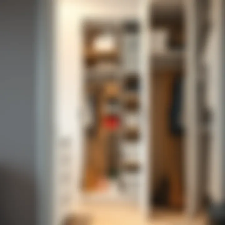 Organized Slim Broom Closet Storage Interior view showcasing organized storage solutions in a slim cabinet