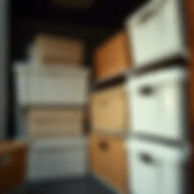 Organized storage boxes in a well-arranged storage unit