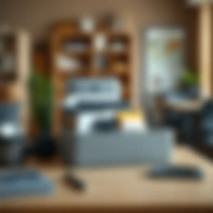 Functionality Meets Style in Workspaces Functional mini organizer box in a modern workspace