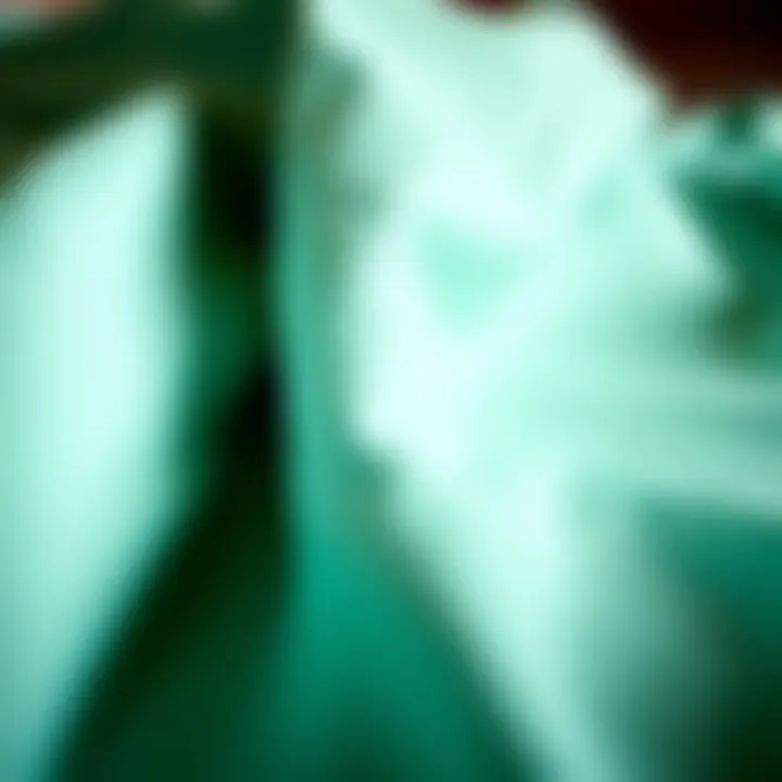 Close-up of mint green fabric showcasing texture and color depth