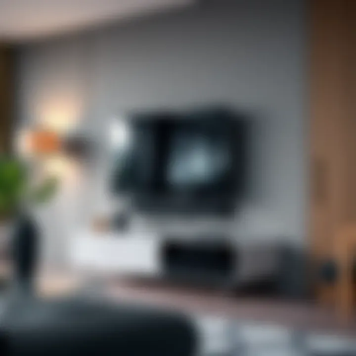 Innovative wall mount TV stand showcasing cable management solutions