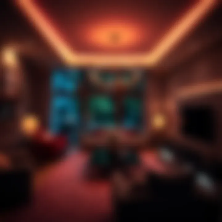 An artistic living room featuring diverse types of night projectors