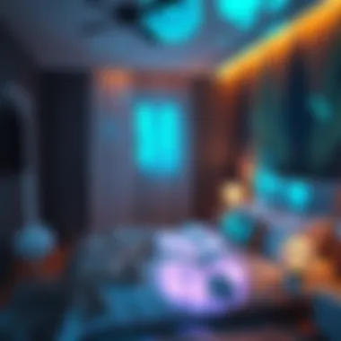 Transforming a Cozy Bedroom with Light Effects A cozy bedroom transformed with soothing light effects from a night projector