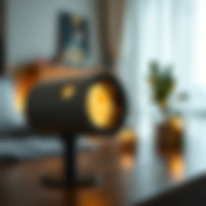Close-up view of a modern night projector showcasing its sleek design