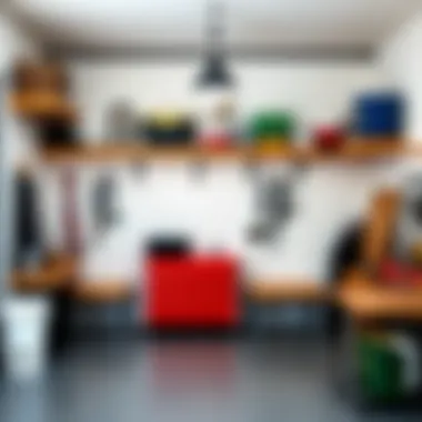 A garage before and after the implementation of open shelving