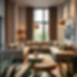 Cozy sectional sofa arrangement in a stylish apartment