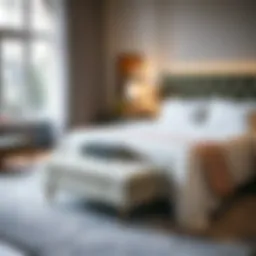 Elegant ottoman complementing a queen bed