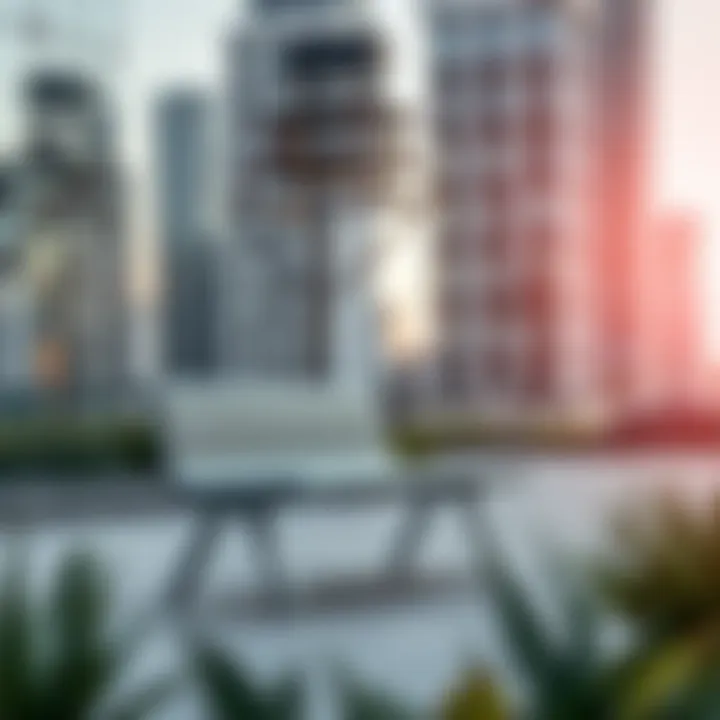 Sleek Metal Narrow Bench in a Modern Urban Space Contemporary metal narrow bench with a sleek design