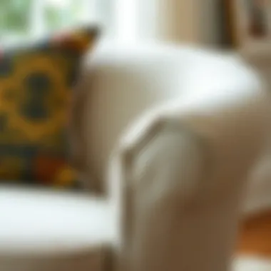 Close-up of fabric selection for oversized chair slip covers