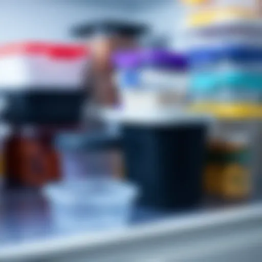 Variety of Plastic Containers for a Tidy Fridge Assorted plastic containers for refrigerator organization