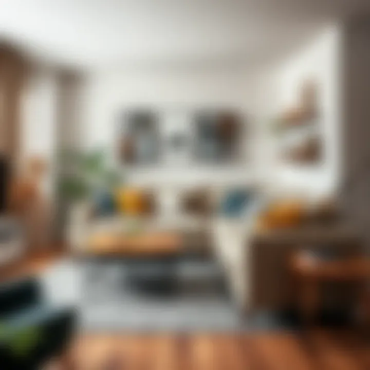 Sofa arrangement in a small apartment showcasing space efficiency