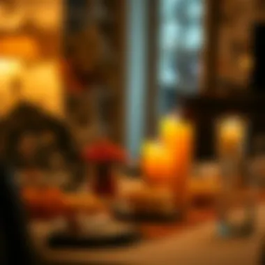 Refined Ambiance: An Elegant Table with Pumpkin Spice Elegant table setting featuring pumpkin spice candles