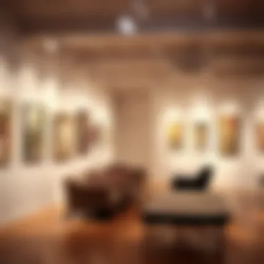 Energy-efficient LED track lighting highlighting artwork in a gallery space