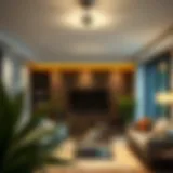 Modern track lighting with LED fixtures elegantly illuminating a contemporary living room