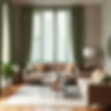 Chic Living Room with Sage Green Cafe Curtains Chic living room showcasing sage green cafe curtains with contemporary decor