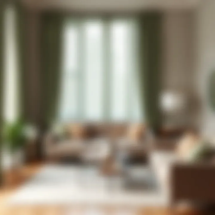 Chic Living Room with Sage Green Cafe Curtains Chic living room showcasing sage green cafe curtains with contemporary decor