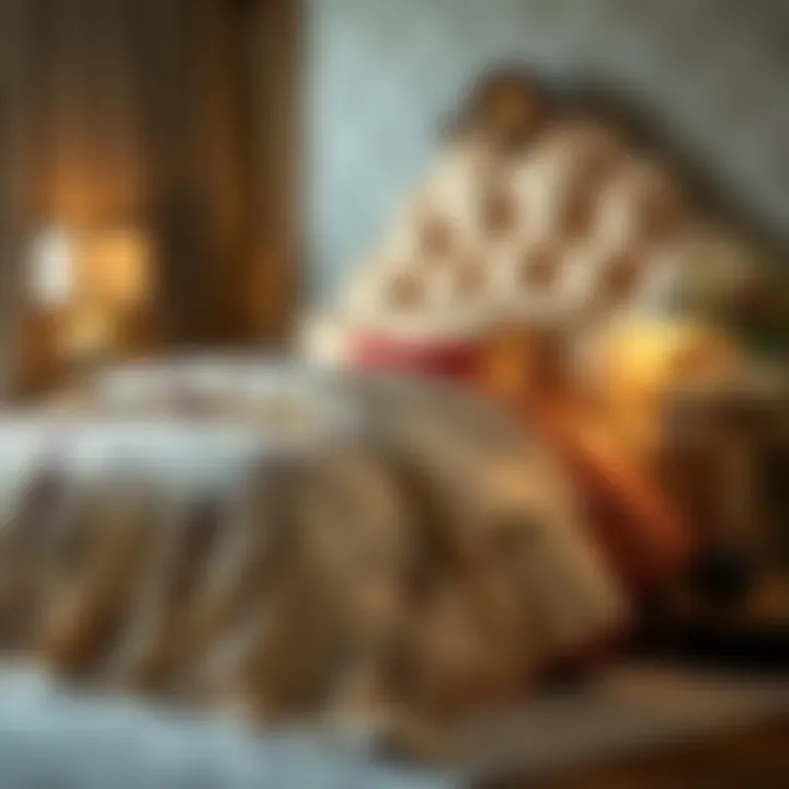 Luxurious silk queen bed set showcasing intricate patterns