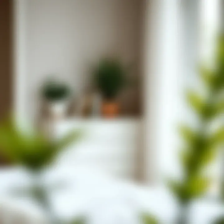 A skinny white dresser styled with plants and books in a cozy bedroom corner.