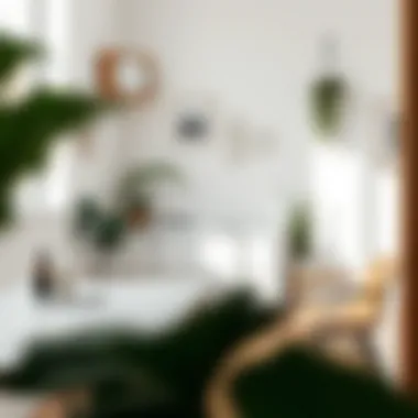 A minimalist workspace featuring a skinny white dresser as a functional storage unit.