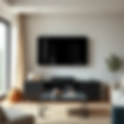 Stylish solid black TV stand in modern living room setting