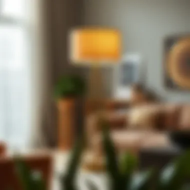 Elegant modern stand-alone lamp in a contemporary living room setting