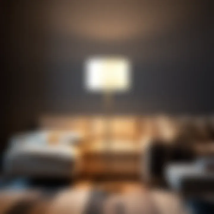 Sleek minimalist stand-alone lamp enhancing a minimalist living space