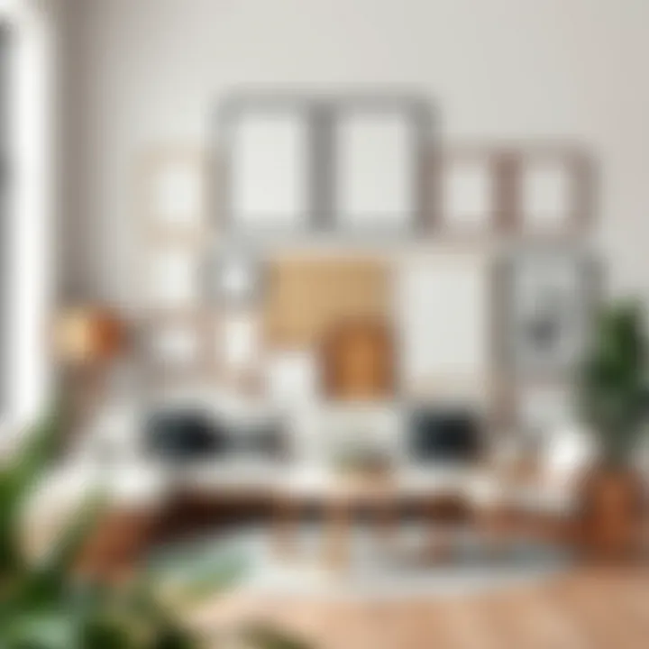 A variety of standard size poster frames displayed in a modern interior setting