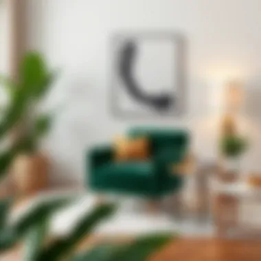 Stylish emerald green lounge chair paired with contemporary decor elements