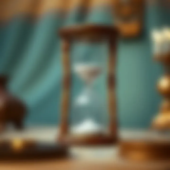 Historical depiction of hourglass used in ancient times