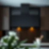 Sleek black kitchen hood against a modern kitchen backdrop