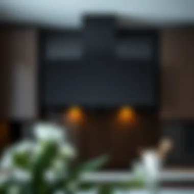 Sleek black kitchen hood against a modern kitchen backdrop