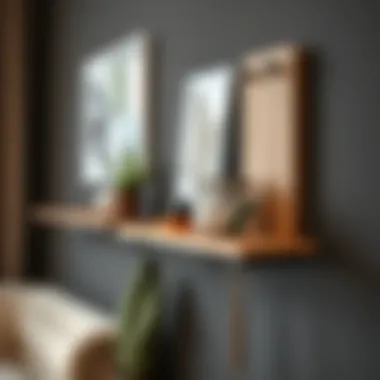 Functional Wall-Mounted Key Rack with Shelf Wall-mounted key rack with integrated shelf featuring decorative items