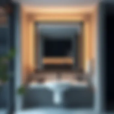 Stylish Ambient Lighting in a Contemporary Black Bathroom Mirror Stylish black bathroom mirror with ambient lighting in a contemporary setting