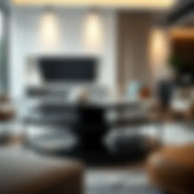 Sophisticated Design of Black Tiered Coffee Table Elegant black tiered coffee table in modern living room setting