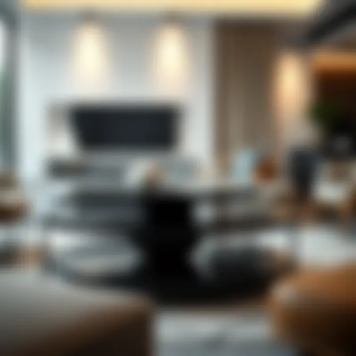 Sophisticated Design of Black Tiered Coffee Table Elegant black tiered coffee table in modern living room setting