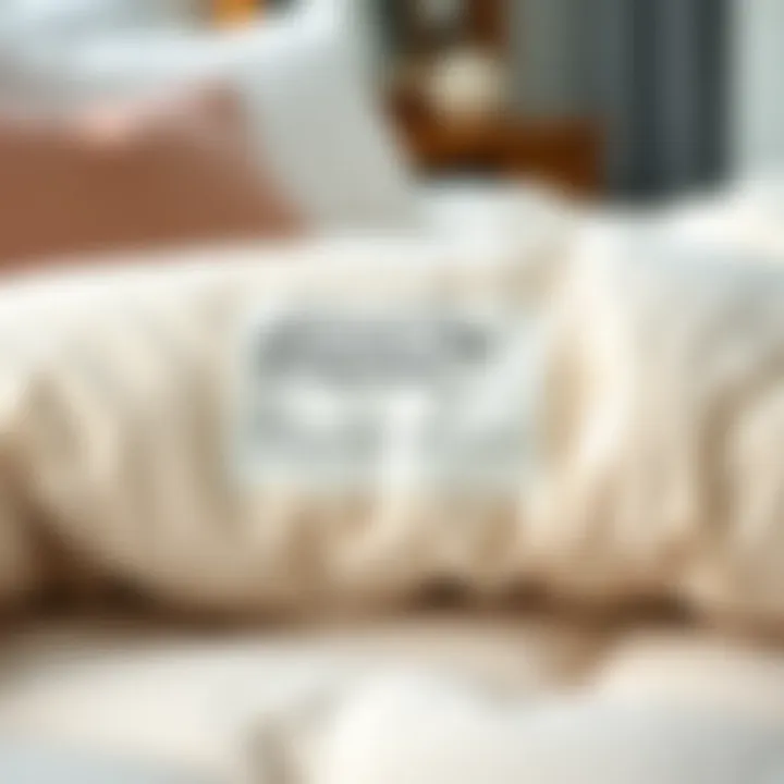 Faux down comforter care instructions on a label