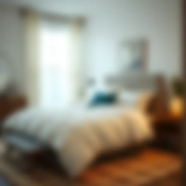 Cozy bedroom featuring faux down comforter