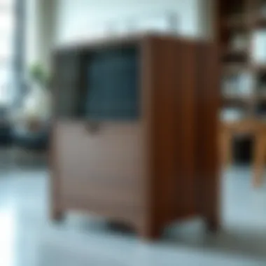 Elegant wooden file cabinet showcasing modern design