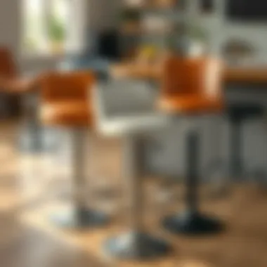 Heavy-duty swivel bar stools showcasing various materials and finishes