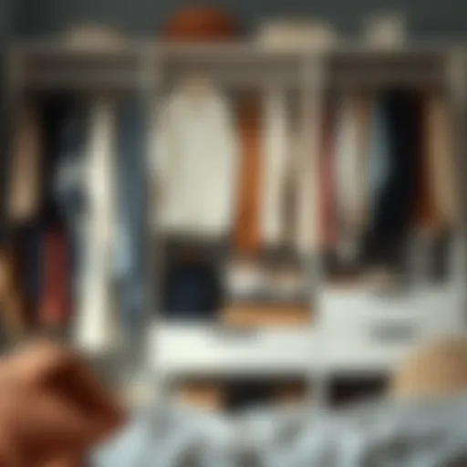 A neatly organized capsule wardrobe showcasing versatile clothing pieces.