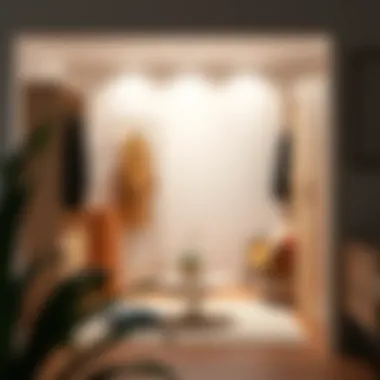 A serene space featuring a minimalist wardrobe setup.