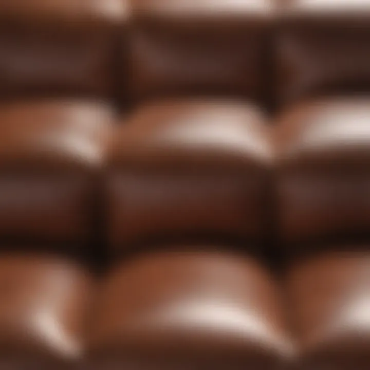 Close-up view highlighting the texture and quality of leather upholstery.