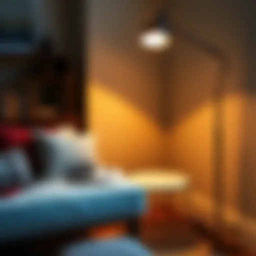 Elegant floor study lamp illuminating a cozy reading nook