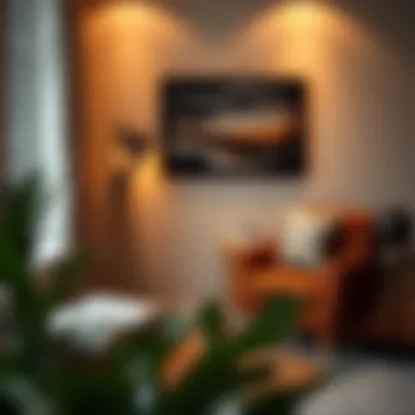 Cozy Reading Nook Featuring a Stylish Accent Table Stylish small black accent table in a cozy reading nook