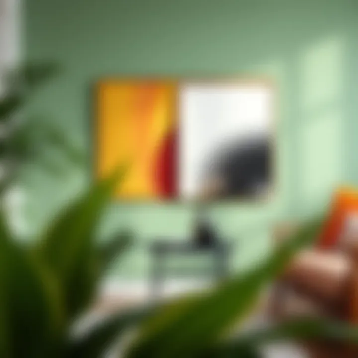 Complementing Vibrant Decor with a Small Black Table Small black accent table complementing vibrant decor