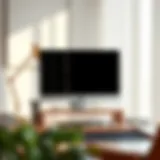 Elegant wooden monitor stand enhancing workspace aesthetics